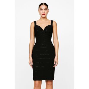Pronovias  Barcelona Bead AccentsSleeveless Sheath Mini Dress Black 4 NWOT